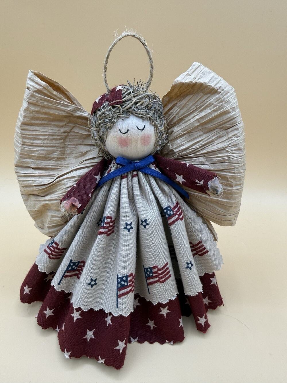 1991 Mary’s Angels Patriotic Angel Ornament Americana Flag Folk Art Decor